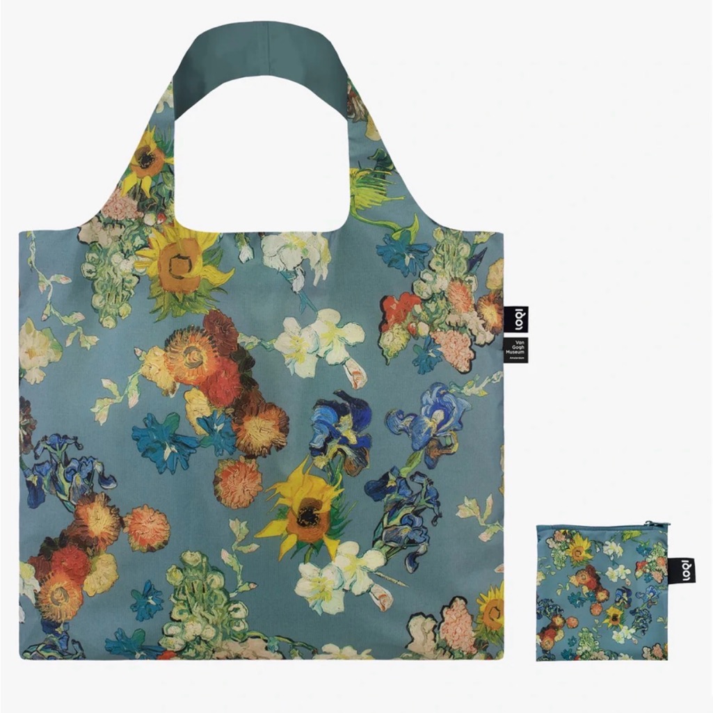 Nwt Loqi Museum Collection Van Gogh Flower Bouquet Blue Canvas Recycled Tote Bag